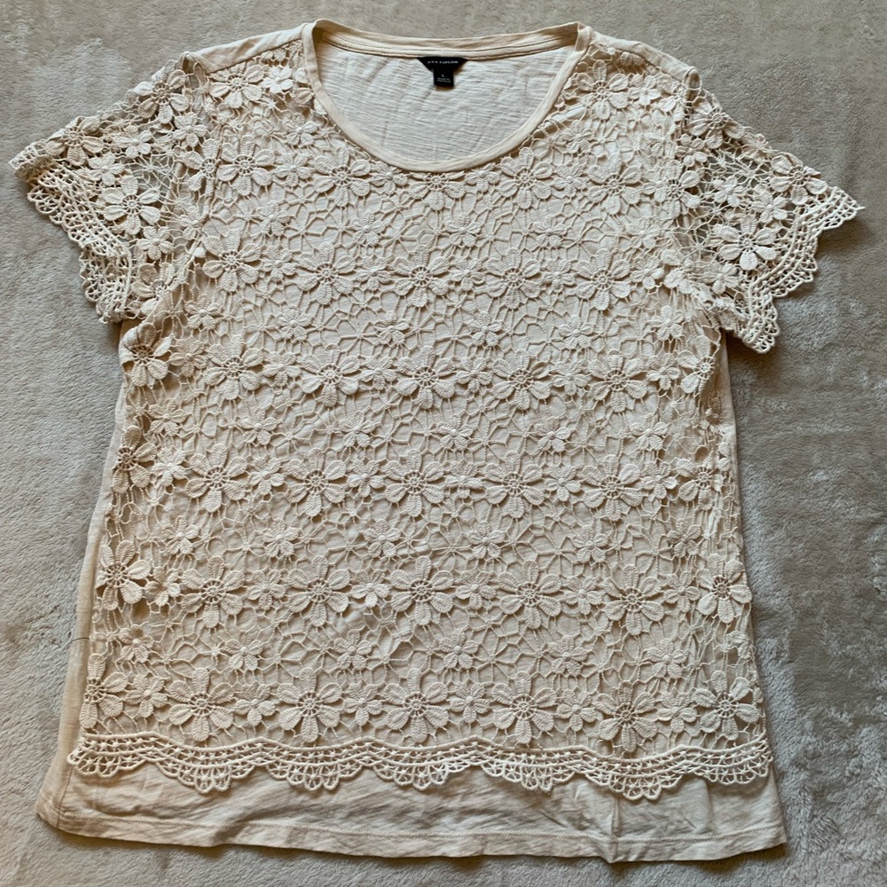 Ann Taylor Crochet Front Top